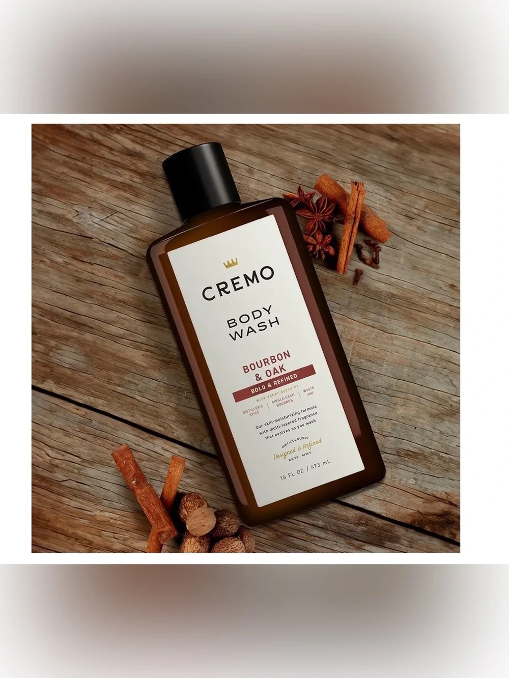 Cremo 2-in-1 Shampoo & Conditioner - Bourbon & Oak  - Size 16fl oz.